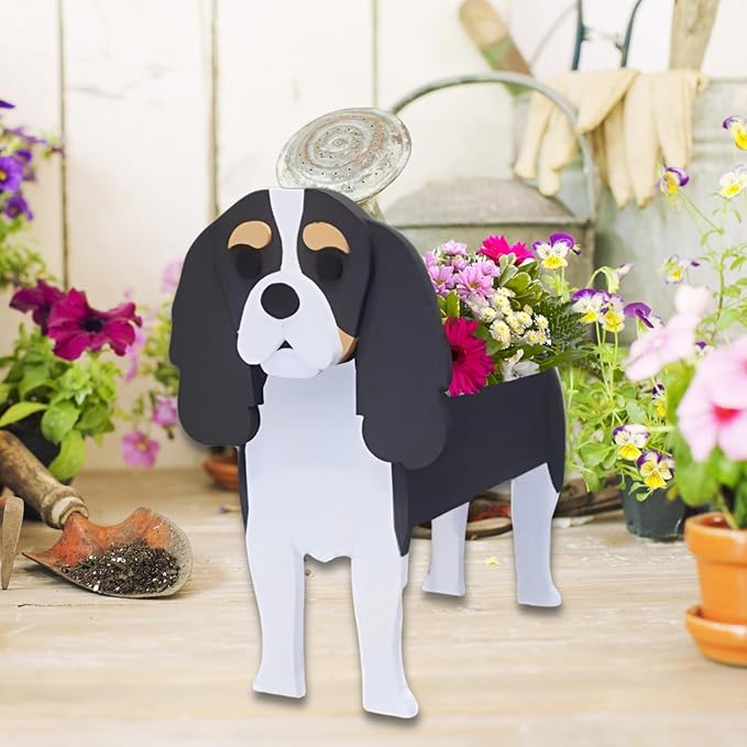 Cavalier King Charles Spaniel Dog Planter Plant Pots,Cute Garden Dog Flower Planter,Dog Planters Birthday Gifts for Women,Office,Indoor/Outdoor Decor（9.45 * 8.66 * 13.39in）
