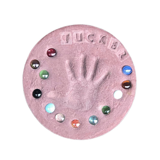 DIY Stepping Stone Kit with Color Pigment, Handprint Stepping Stone, Mother's Day Gift, Footprint Stepping Stone (10 Inch + Stamp Set, Red)