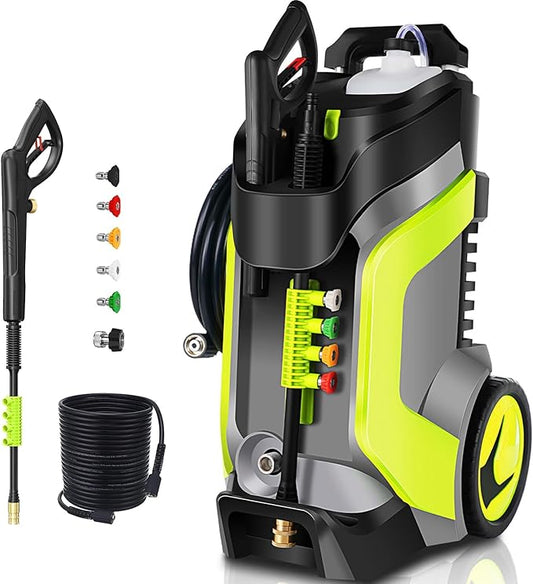 Electric Pressure Washer 5000PSI 4.0GPM Power Washers with M22-14mm Pressure Hose 33FT, Power Sprayers High Pressure with 1/4" QC Compatible Surface Cleaner for Home Cars Driveways, LGreen