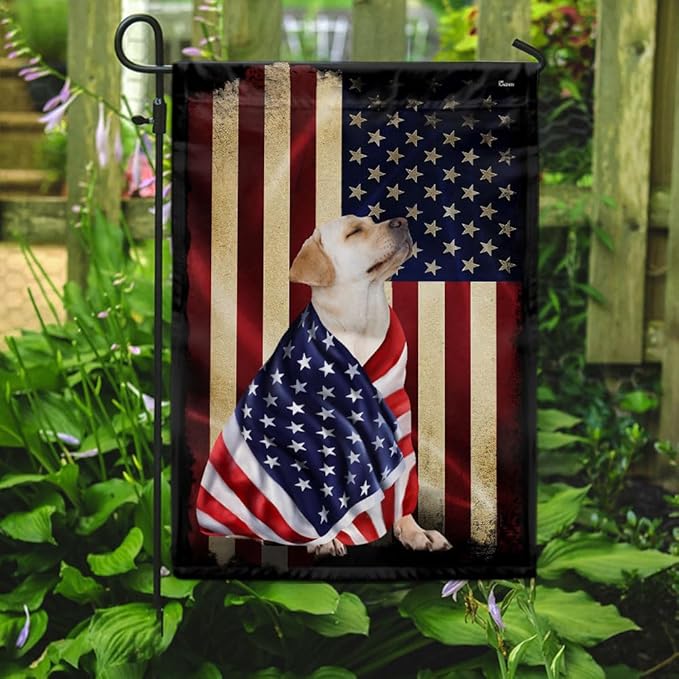 FLAGWIX Yellow Labrador Retriever Flag, Outdoor Labrador Decorations - 4th of July Decorations Outdoor, Garden Flag (11.5" x 17.5") - Heavy-duty Canvas American with Labrador Flag, Dog Garden Decor