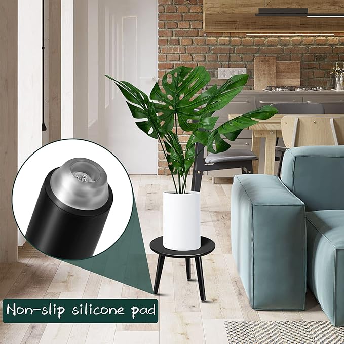 Indoor Plant Stand - Uneedem Wood Mid Century Plant Stand for Indoor Plants, Modern Plant Table, 8.9" Tall Plant Holder for Flower Pots, Small Round Side Table, End Table