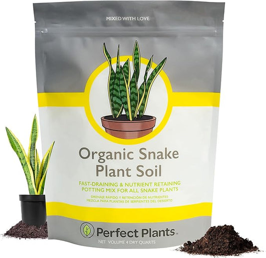 Perfect Plants Organic Snake Plant Soil in 4qt. Bag | Coco Coir Based Potting Mix Snake Plant Varieties