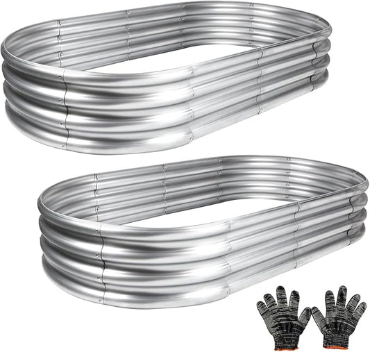 2Pcs Raised Garden Bed, Galvanized Planter Raised Garden Beds for Outdoor, 4x2x1ft, Vegetables,Flowers &Herbs,Heavy Duty Metal Raised Garden Beds Outdoor,Rust-Resistant & Easy Assembly