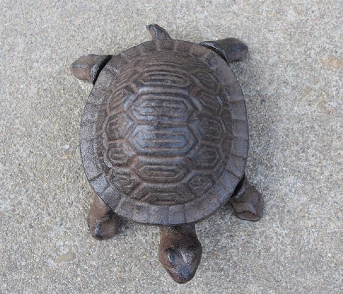 Garden Decoration Turtle Cast Iron Key Hider Stone Diversion Safe Key Outside Hider Hide-A-Key Holder Safely Hiding Your Spare Keys for Outdoor Garden or Yard, Geocaching