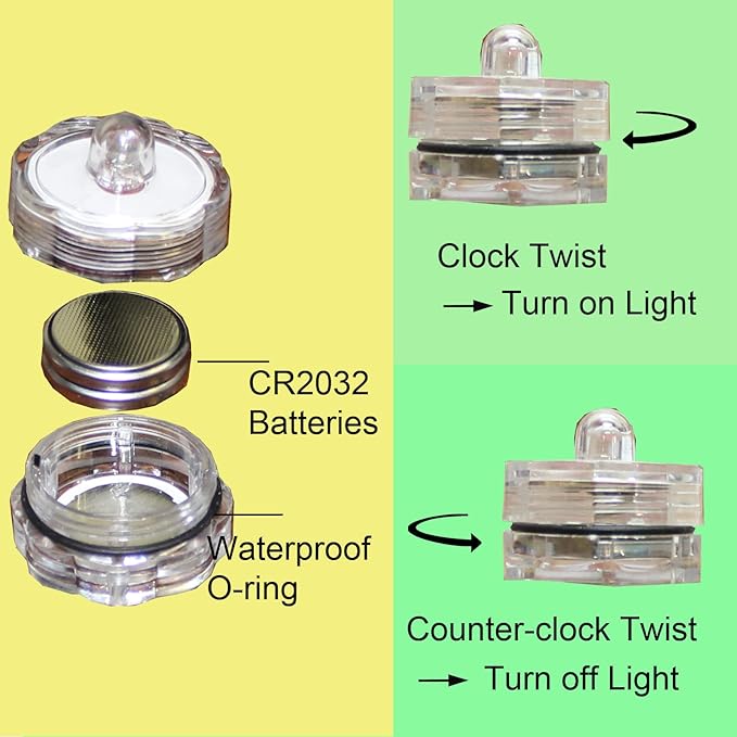 Bright LED Floral Tea Light Vase Submersible Lights for Party Wedding (Pink, 20 Pack)