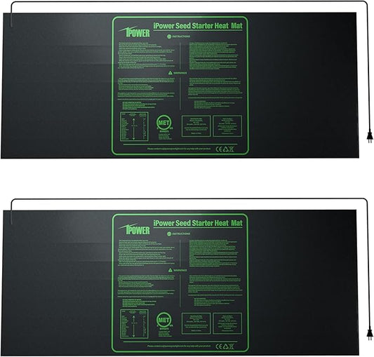 iPower Durable Seedling Heat Mat Warm 48" x 20" - 2 Pack Hydroponic Heating Pad Waterproof for Seed Starting Greenhouse and Germination