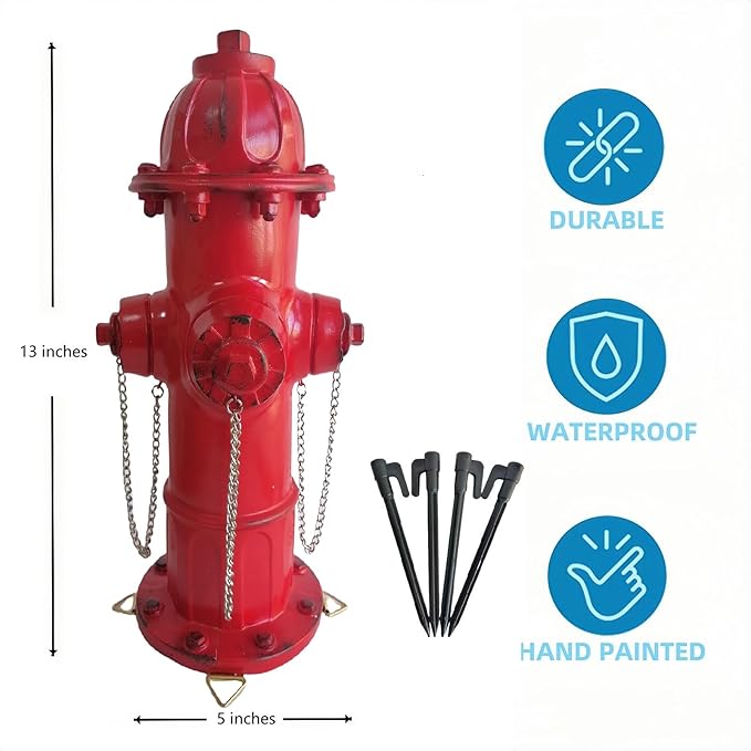 Fire Hydrant for Dogs to Pee On: Dog Fire Hydrant Pee Post Outdoor - 13" Training Post Statue for Yard Garden (Red)