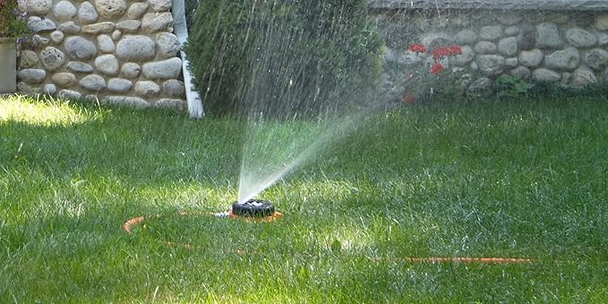 Dramm 15025 ColorStorm 9-Pattern Turret Sprinkler with Heavy-Duty Metal Base, Blue