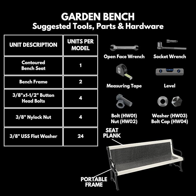 Heavy-Duty Outdoor Bench Thermoplastic Coated, Punched Steel, Commercial-Grade Garden Bench, Made in America (Portable with Back, 4 Ft, Textured Copper)