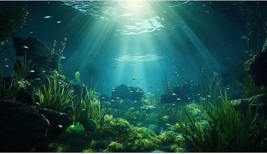 Underwater Fish Tank Background Under The Sea Aquarium Background Ocean Floor Aquatic Plants Fish Tank Backgrounds Deep Sea Sunray Tropical Aquarium Fish Reptile Tank Backgrounds 72x24in