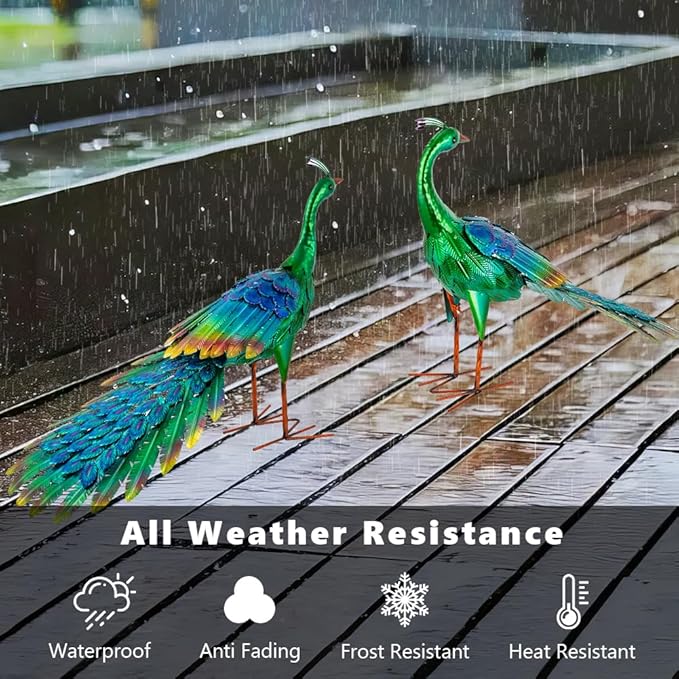 DREAMSOUL Peaock Garden Statues Metal Garden Sculptures & Statues Peacock Statue for Patio Yard Gift