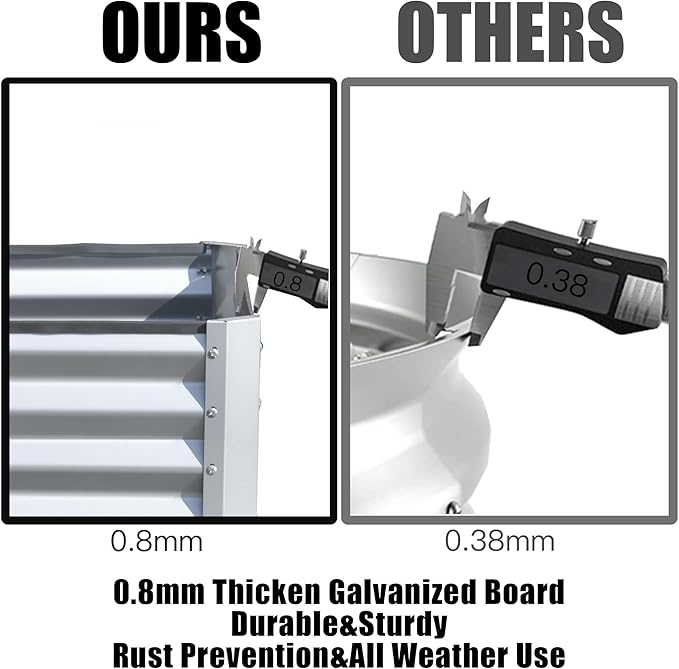 Domi Galvanized Raised Garden Bed, Outdoor Planter Garden Boxes Large Metal Planter Box for Gardening Vegetables Fruits Flowers, Silvery (6x3x1.5ft)