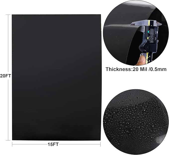 15 x 20 FT Pond Liner, 20 Mil Fish Pond HDPE Liner, Pond Liners for Outdoor Ponds, Koi Ponds, Garden Fountain, Waterfall