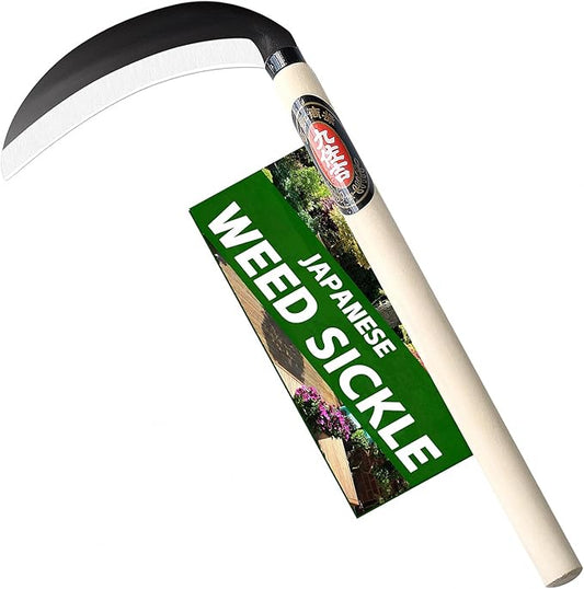Japanese Weeding Sickle Garden Tool - Garden Hand Weeder Sickle Tool,Scythe Tool for Gardening,Manual Grass Sickle Carbon Steel Blade Cutter Gardening Quick Work (Weeding Sickle)