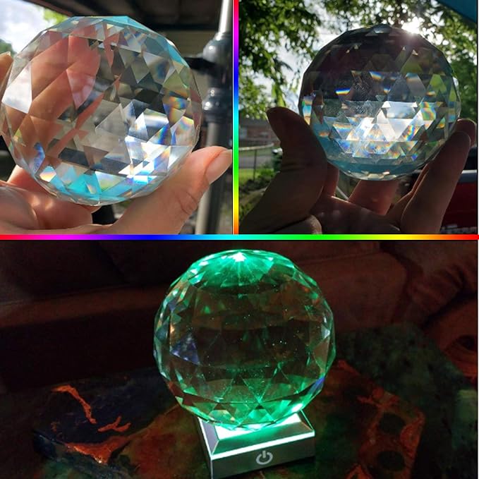 Clear Crystal Suncatcher Ball Prism Glass Sphere Faceted Gazing Ball Rainbow Maker Window Prisms Suncatcher for Window, Sun Catcher(80mm/3.15inch)