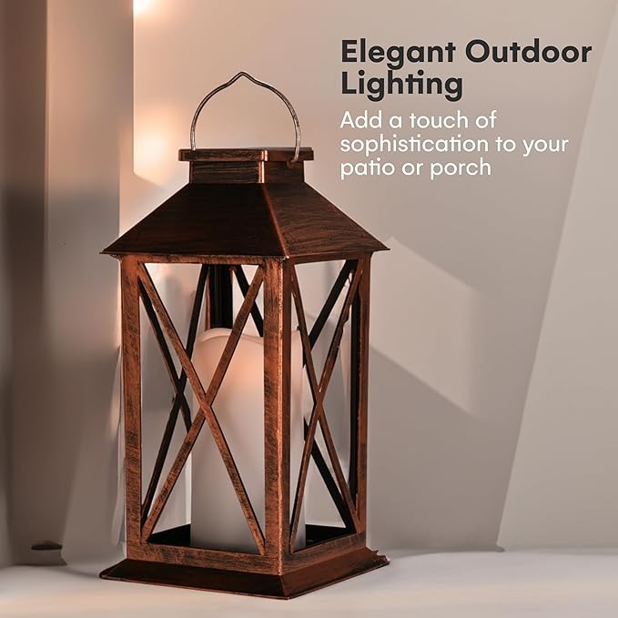SteadyDoggie - Solar Lantern Waterproof - Decorative X Pattern Hanging Patio Lights or Table Lamp - Illuminated No Cords Jar Lantern - Colorful Light Pathway Lantern for Garden, Porch, and Backyard