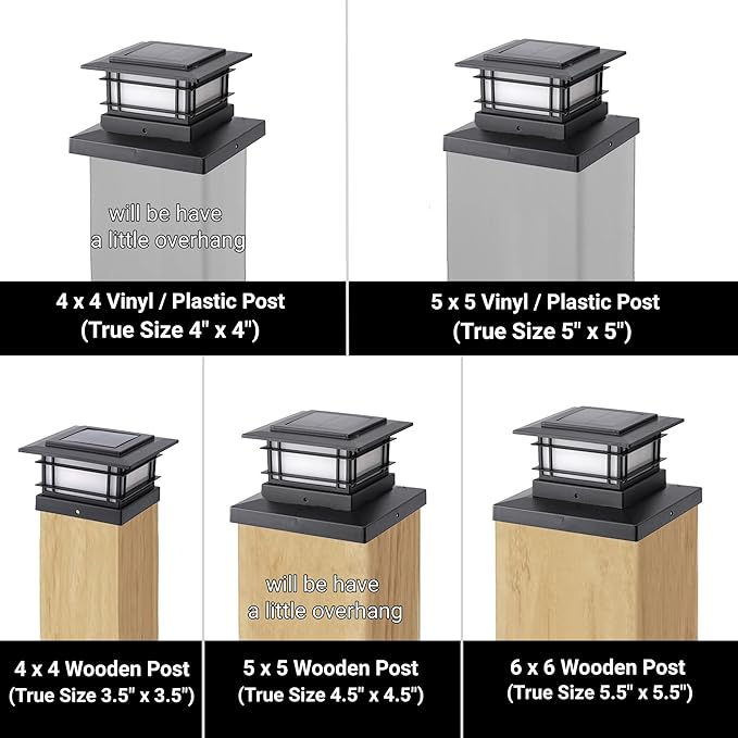Dynaming 6 Pack Solar Flame Post Lights Outdoor, Solar Powered Fence Post Cap Lights, High Brightness Flickering Flame SMD LED Lighting Decor for Garden Deck Patio, 4x4, 5x5 or 6x6 Vinyl/Wooden Posts