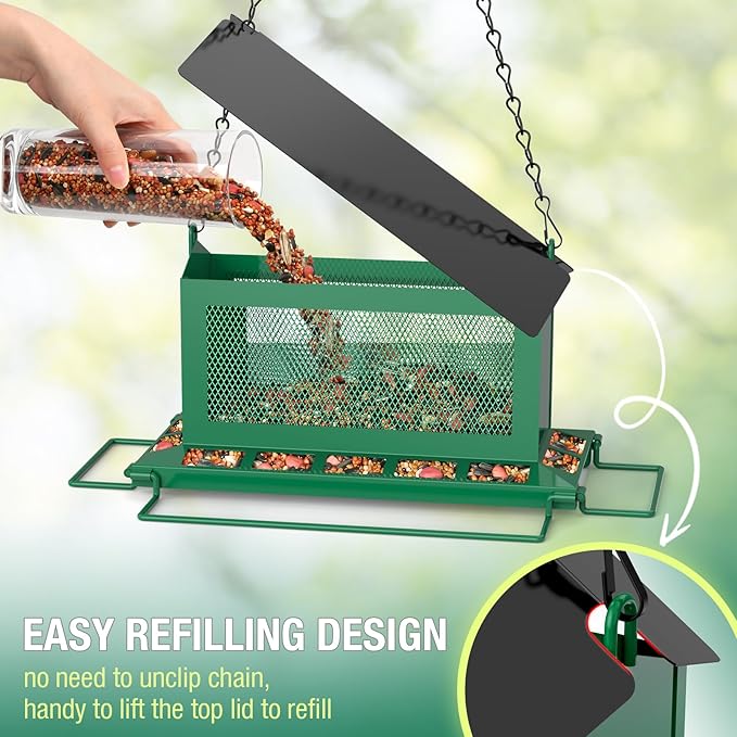 Bird Feeder for Outdoor Hanging, Large Squirrel Proof Birdfeeders w/ 14 Feeding Ports - Heavy Duty Metal Bird Feeders for Outside Hanging, 4 Lb Large Capacity Birdfeeder to Attracting Birds