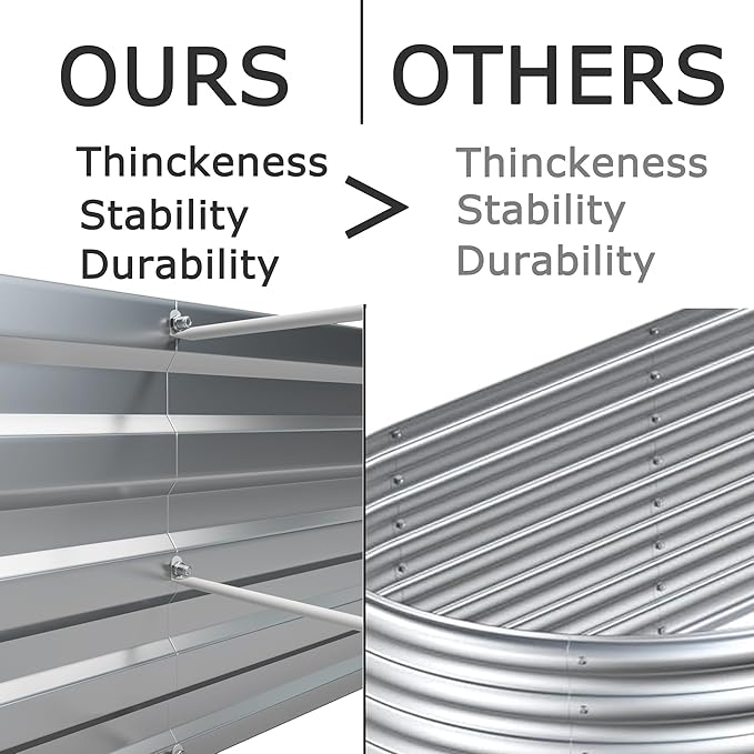 12x4x1ft(2 Pack) Galvanized Raised Garden Bed,Outdoor Planter Box Metal Patio Kit Planting Bed for Vegetables Flowers Herb,Grey