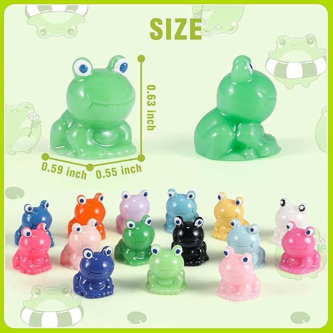 180Pcs Mini Resin Frog Garden Decor Cute Green Figurines Miniature Tiny Frogs Fairy Animals Moss DIY Charms Landscape Aquarium Dollhouse Birthday Gift Party School Ornament Potted Plant Toy