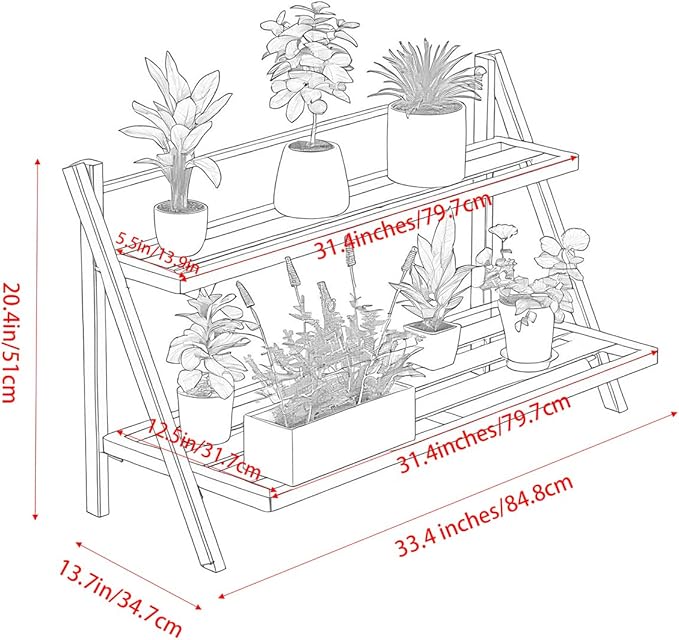 Deluxe 2-Tier Aluminum Plant Stand Indoor/Outdoor, Weather-Resistant Flower Pot Rack, Stylish & Lightweight Plant Stands for Garden, Balcony & Living Room