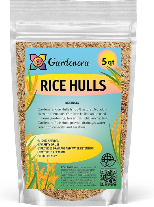 Rice Hulls for Potting Applications - Promote Root Development, Water Efficiency, and Disease Resistance - 5 QUARTS