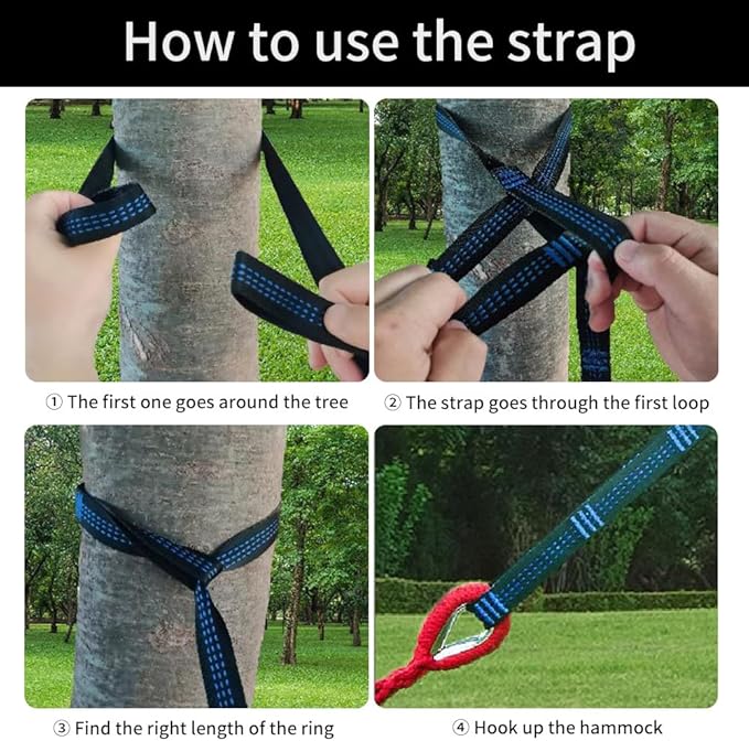 Durable Hammocks 660 Lbs Capacity, Camping Essentials Hiking Gear Accessories Max 2 X Tree Straps & Carabiners & Duckbilled Buckle & Thicker Rope & Portable Carrying Bag Included (red)