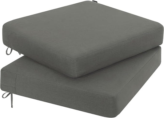 Favoyard Outdoor Chair Cushion 22 x 22 x 3 Inch Rainproof & 3-Year Fade Resistant Patio Furniture Cushions with Removable Cover and Adjustable Ties for Garden Sofa Couch Pads Set of 2, Dark Gray