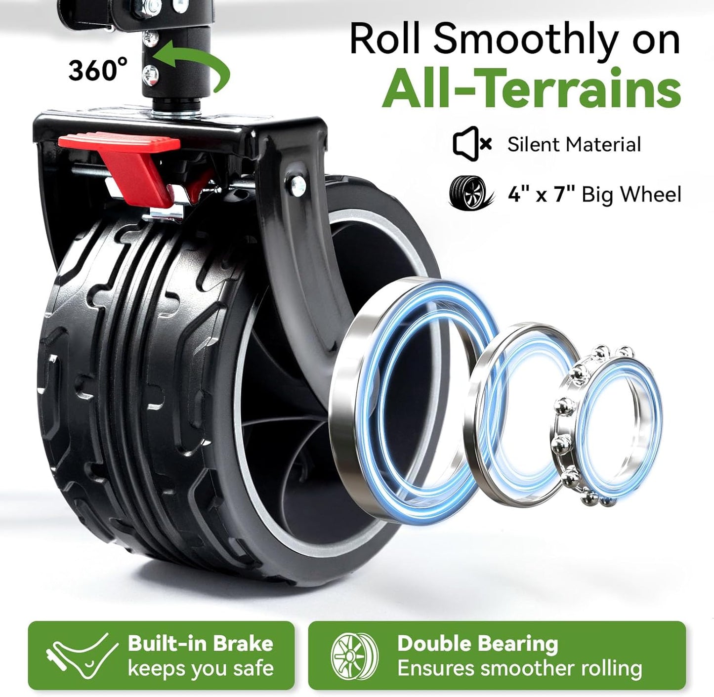 Hikenture Collapsible Wagon Cart, 330lbs Capacity Beach Wagons with Big Wheels for Sand, Heavy Duty Foldable Cart with Brakes, Portable Utility Folding Garden Cart for Outdoor