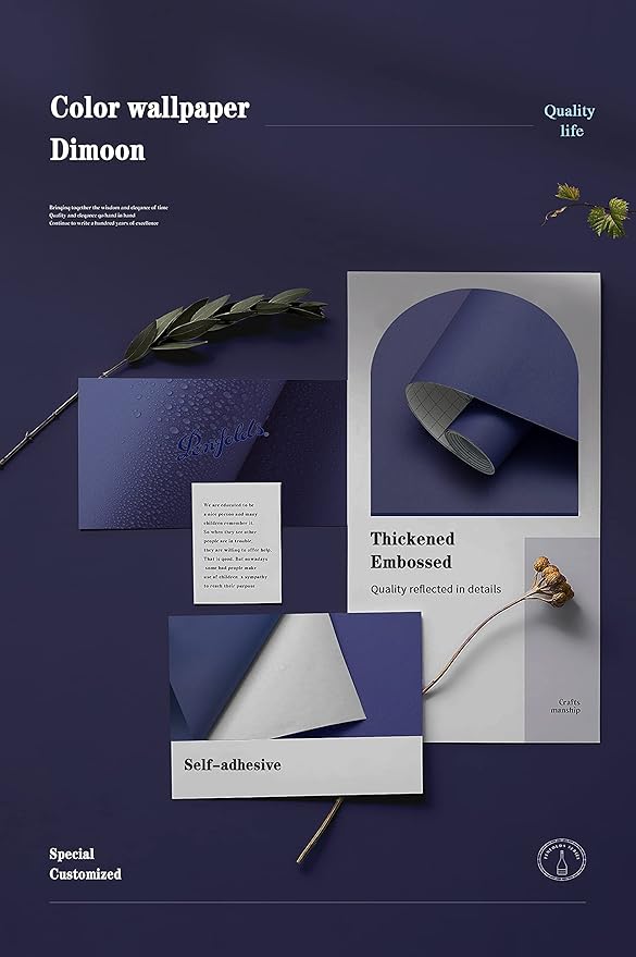 Dimoon 236''x17.7'' Blue Peel and Stick Wallpaper Contact Paper Modern Self Adhesive Wall Paper Removable Renter Friendly Textured Solid Color Shelf Cabinet Vinyl Roll (236''x17.7'',Tibetan Blue)