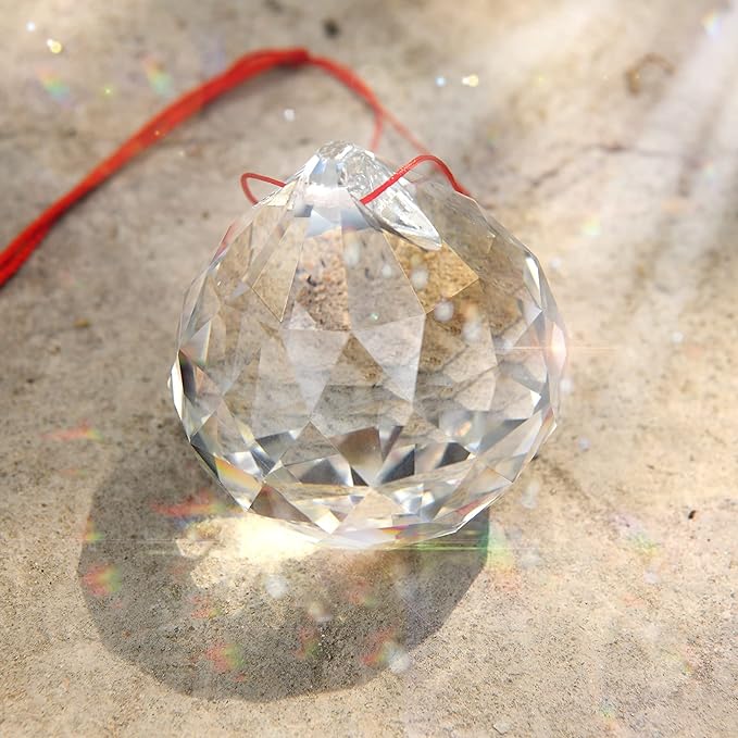MerryNine 60mm Clear Crystal Ball Prism Sun Shine Catcher Rainbow Pendants Maker, Hanging Crystals Prisms for Windows, for Feng Shui, for Gift(60mm/2.36" 1pack)