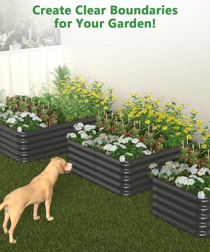 3.0x1.8x1.0ft Raised Garden Bed Kit, Rustproof PP Material Garden Box, Flower Bed with Tool-Free Assembly Design, Rectangular Planter Boxes for Outdoor Vegetables Flower Fruit Herb, Black