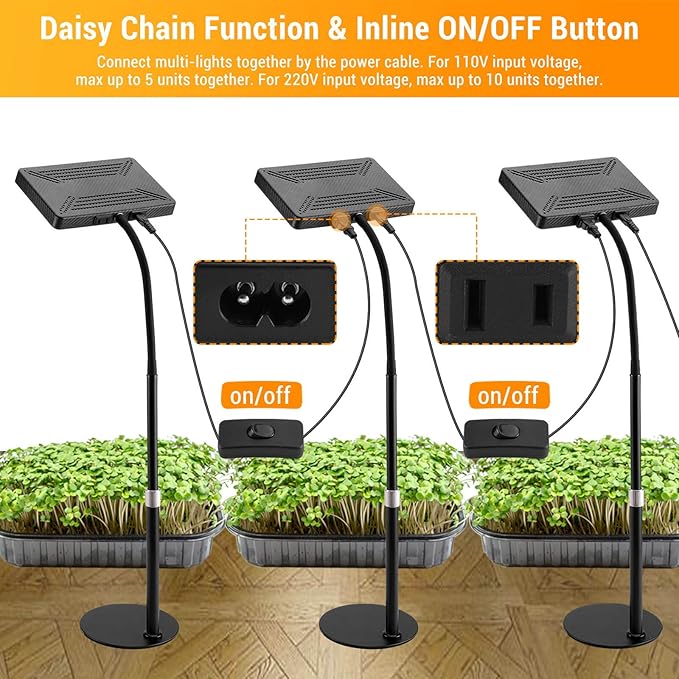 FECiDA Desk Grow Lights for Indoor Plants, Table Top Grow Light UV-IR Full Spectrum, 2000 Lumen LED Bonsai Houseplant Growing Lamp with On/Off Switch, 16"-24" Height Adjustable