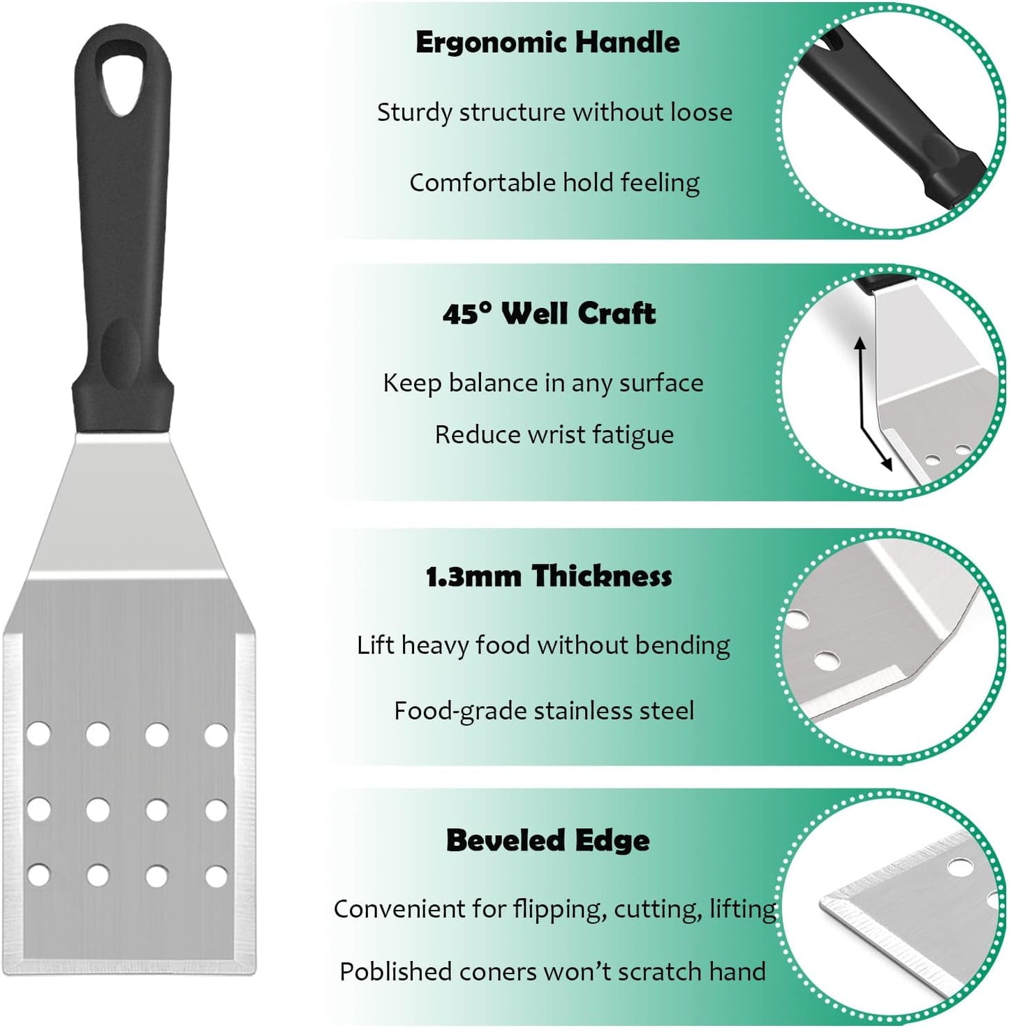 Griddle Accessories Kit of 20, HaSteeL Heavy Duty Metal Spatula Set, Stainless Steel Teppanyaki Tools for Flat Top, Barbecue Grilling Indoor & Outdoor, Melting Dome, Burger Turner, Dishwasher Safe