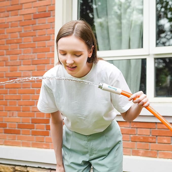 Fevone 75 ft Garden Hose, Heavy Duty Water Hose, Hybrid Polymer, Kink Resistance, Flexible, Durable, Leak Free, Aluminum Fittings, 3/4" GHT, 5/8" ID, 600 Psi, Drinking Water Safe