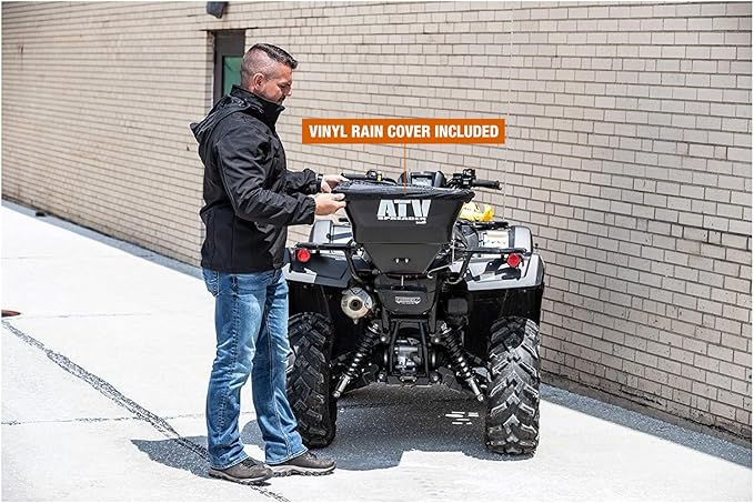 Buyers Products ATVS100 ATV All-Purpose Broadcast Spreader 100 lbs. Capacity with Rain Cover , Black