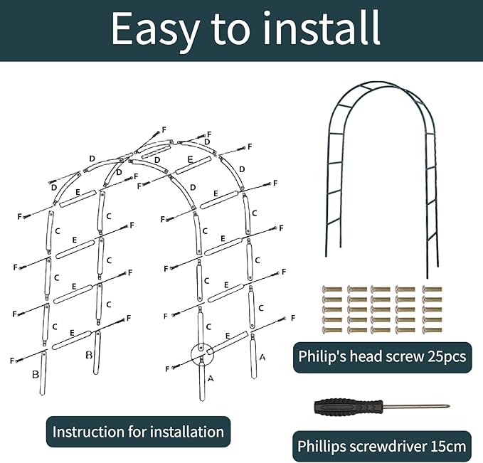 RUBFAC Metal Garden Arch, Wedding & Event Decoration, Garden Trellis for Climbing Plants, Assemble Freely 2 Sizes for Various Climbing Plant Roses Vines Bridal Party Decoration, Army Green, 1 Pack