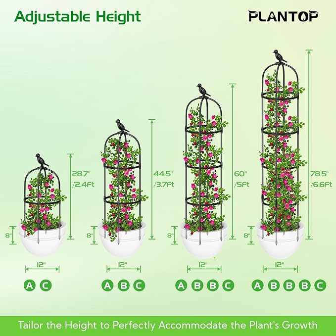 2 Pack Garden Obelisk Trellis for Climbing Plants Outdoor, 6.6FT Tall Rustproof Plant Trellis Climbing Plant Support, Garden Tower Trellis for Potted Plant Flowers Vegetable Vine Indoor