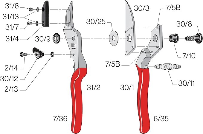 FELCO F31 Pruning Shears – 8.3" Swiss-Made Garden Clippers with Anvil Blade for Dry/Hard Wood | Hand Pruner for Gardening | Garden Tool Cutter with Aluminum Handle, Carbon Steel Blade, High-Torque Cut