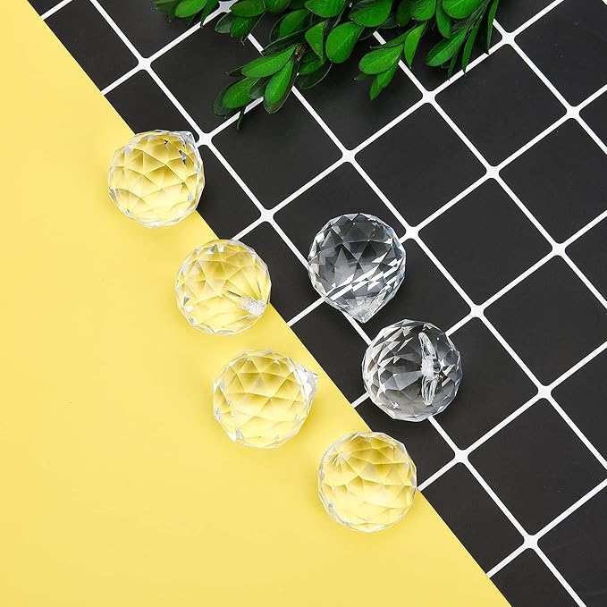 MerryNine 20mm Clear Crystal Ball Prism with 20 Pcs Metal Rings Sun Shine Catcher Rainbow Pendants Maker, Hanging Crystals Prisms for Windows, for Feng Shui, for Gift (0.8"/20mm 20Pack)