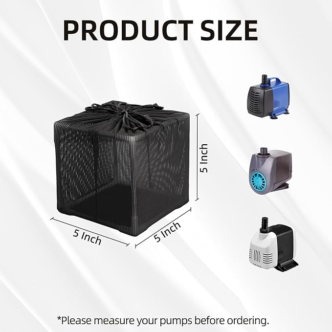Fineday Pond Filter, Anti-Clogging Cube Outdoor Mesh Water Pump Barrier Bag Box Basket (5" x 2 Pack)