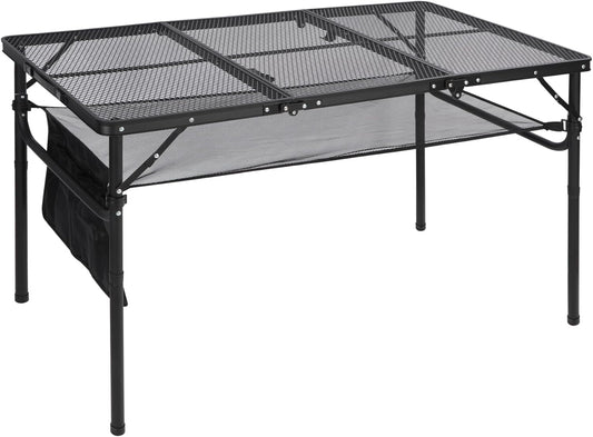 RedSwing Folding Grill Table, Lightweight Portable Grill Stand Table for Outdoor Camping Picnic BBQ, Adjustable Height, 48''x24''x16/28'', Black