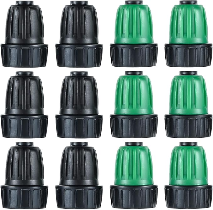 12 Pcs 1/2 Inch Drip Irrigation Tubing Faucet Garden Hose Adapter, 3/4" to 1/2" Drip Irrigation Tubing Hose Adapter, 3/4 Inch Faucet Connector Garden Hose Adapter Black and Green