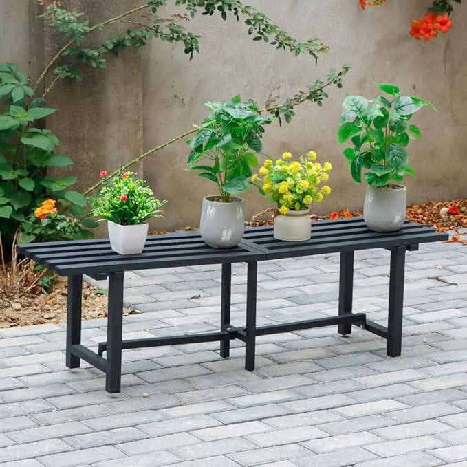 Chic & Robust 300 LBS Capacity Aluminum Plant Stand - Your Indoor & Outdoor Plant Display Solution, Size: L47.2 x W11.4 x H19.7 inch.