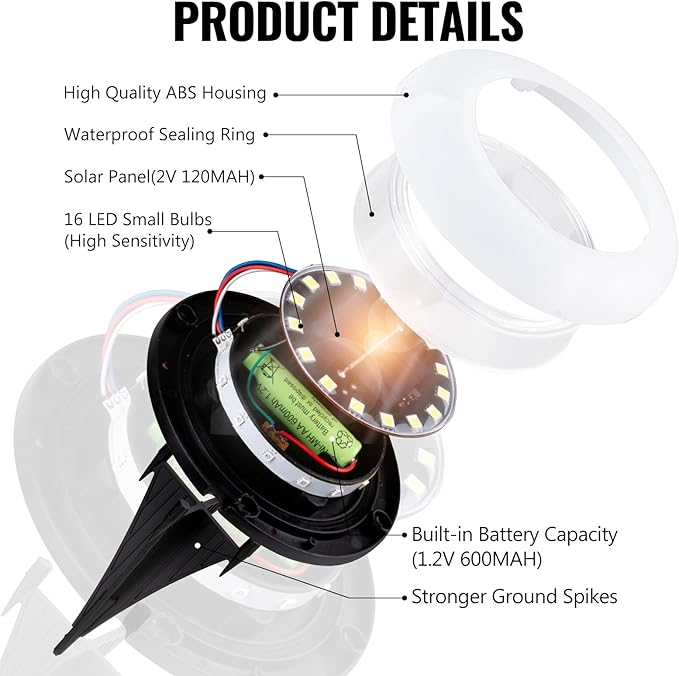 Flumy Solar Ground Lights,12 Pack Solar Lights Outdoor Waterproof, Solar Garden Lights for Outside Patio Pathway Yard Lawn Driveway Deck Step Walkway,Outdoor Chrismtas Decorations