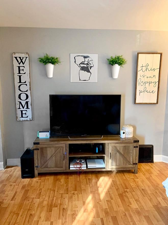 Dahey 2 Pack Galvanized Metal Wall Planter with Artificial Eucalyptus Farmhouse Style Hanging Wall Vase Planters Flowers Holder for Country Rustic Home Wall Decor,White