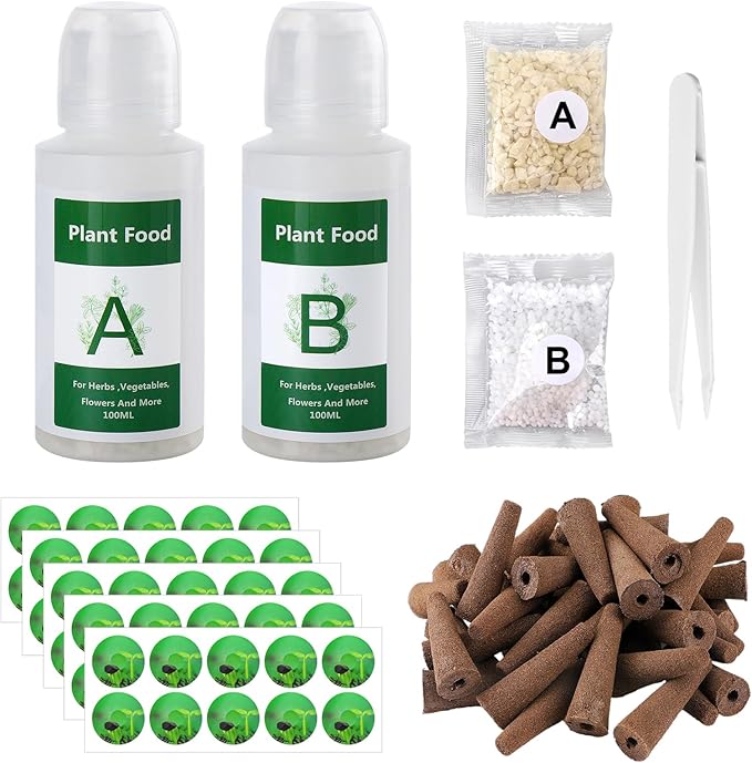 50pcs Hydroponic Grow Sponges for Aerogarden - Seed Sprout Pods Kit with Plant Food, Compatible with Most Indoor Hydroponics Plants Growing System