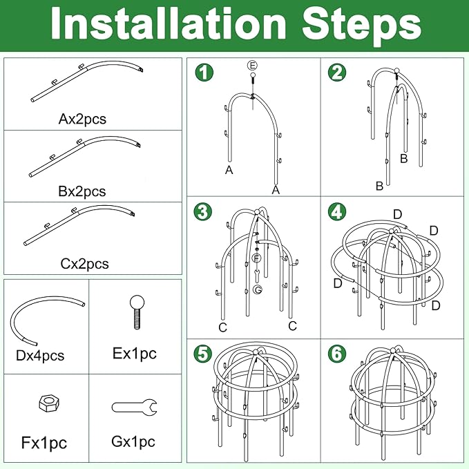 2 Pcs Jardin Bird Cage Plant Support 24" H Large Sturdy Grow-Through Flower Support Black Peony Plant Support Cage Climbing Plant Trellis Sculptural Garden Decor for Perennial Flowers Classic Black