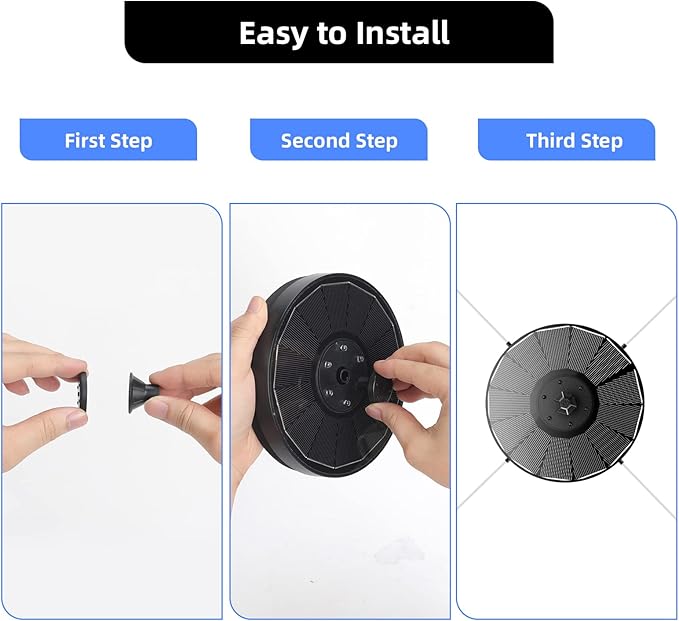 ALUKIKI Solar Powered Fountain 4W Bird Bath Fountains Pump Upgraded Glass Panel Fountains with Color LED Lights 7 Nozzles & 4 Fixers for Garden Small Pond Outdoor Swimming Pool Fish Tank