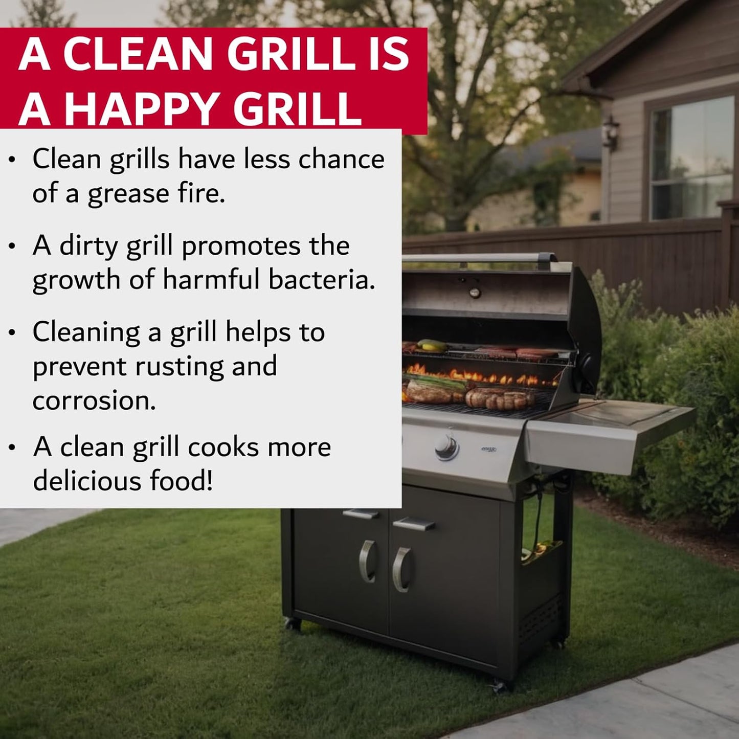 Chef Master Grill Brush & Scraper, Heavy Duty Plastic Handheld Grill Cleaning Brush, Scraper Head with Tough Wire Bristles Grill Brush for Grill Grates, Outdoor BBQ Grill & Grilling Accesories - 90044